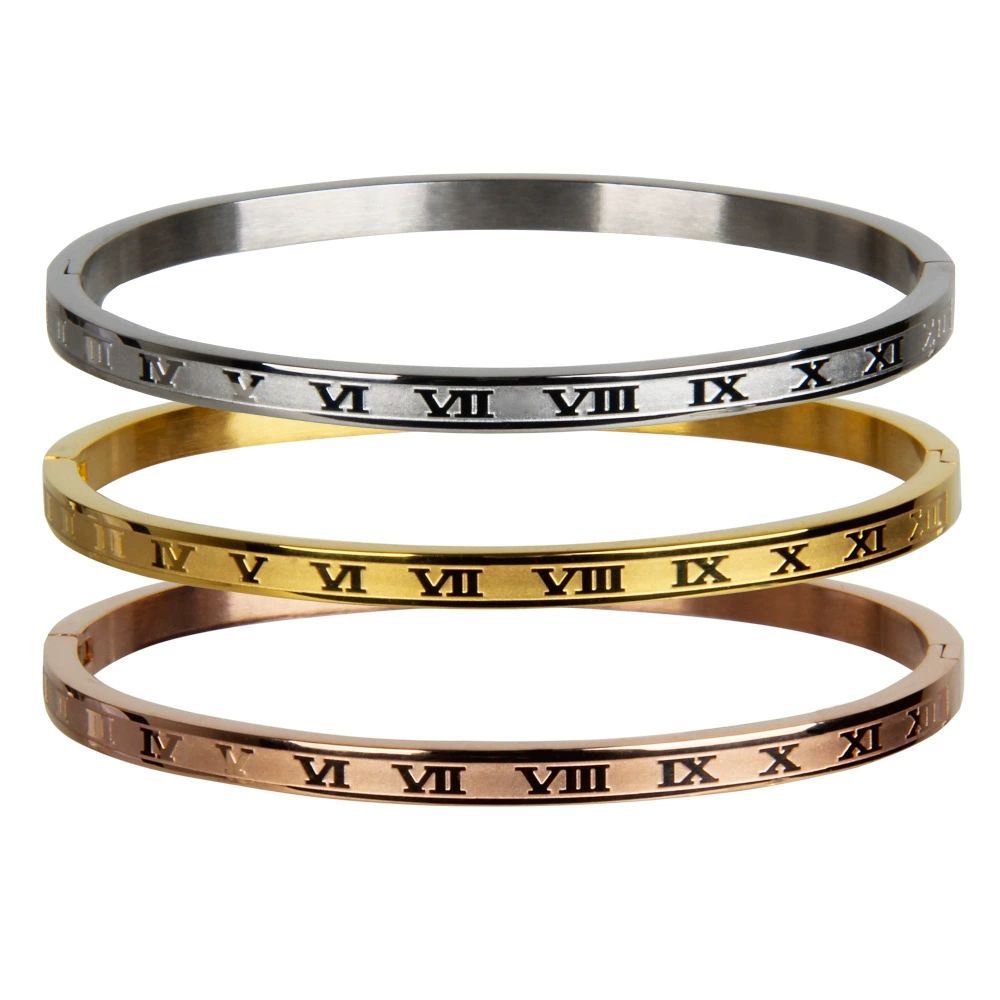 Европейская и американская мода женщин титана браслет римские цифры из нержавеющей стали браслет