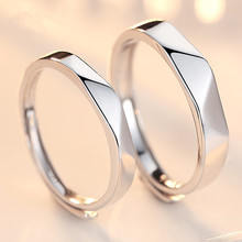 韩版镀银菱爱情侣戒指对戒开口菱形戒指一对时尚个性指环首饰批发