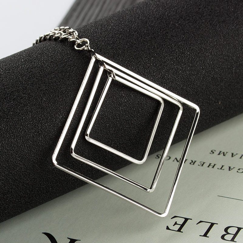 Sweater Chain Europe And America Simple Square Multi-layer Geometric Necklace display picture 5