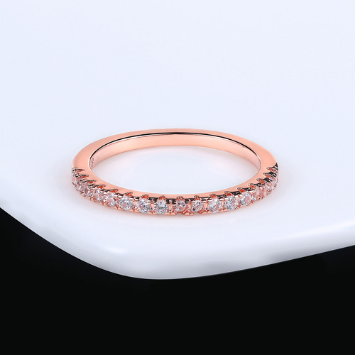 Cross-border hot selling jewelry Korean style simple engagement ring for women Zircon micropaved rose gold plated ring wholesale