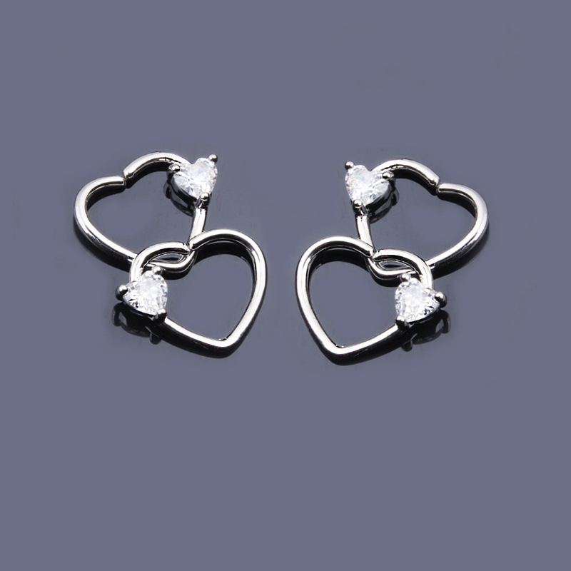 Stainless Steel Hot Sale Love Zircon Nose Ring Multi-function Earrings Ear Bone Nail Piercing display picture 3