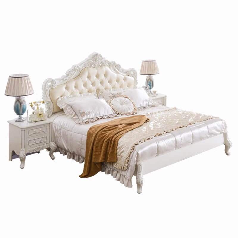 欧式床主卧双人床公主婚床现代简约1.8米储物床 卧室家具组合套装