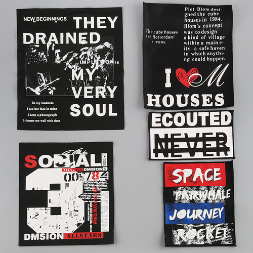Factory direct letter printing clothing accessories T-shirt large icon patch stickers heat transfer large three-dimensional printed cloth label