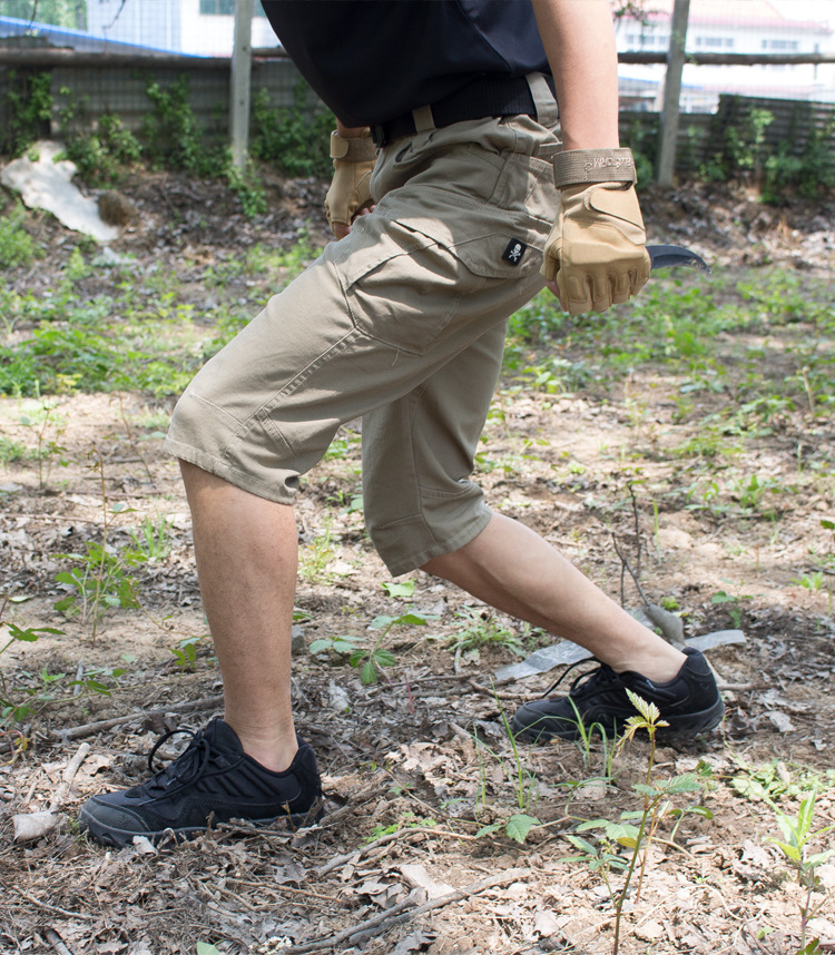 Pantalones tácticos de fan del ejército para hombres de verano algodón elástico al aire libre transpirable y resistente al desgaste de bolsillo de herramientas pantalones de entrenamiento
