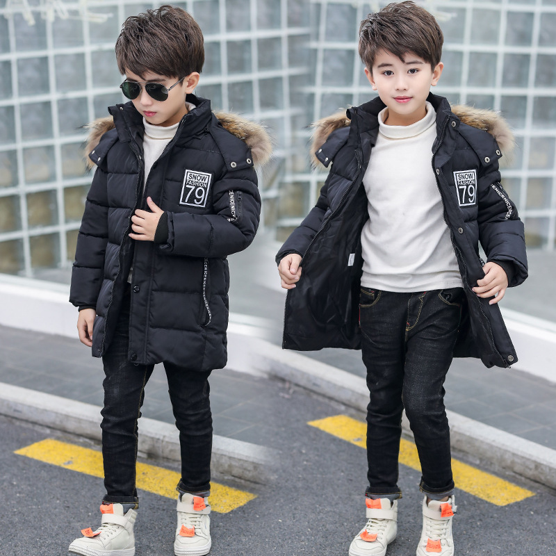 Children's clothing Boy Winter clothes cotton-padded clothes Mid length version thickening 2018 new pattern CUHK children cotton-padded jacket coat Cotton wholesale