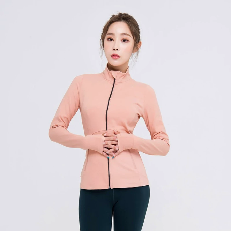 Спортивная куртка для зала, с длинными рукавами и молнией, быстрая сушка йога-одежда, термобелье, облегающие
