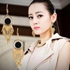 Fresh black universal earrings with tassels, factory direct supply, Korean style, wholesale