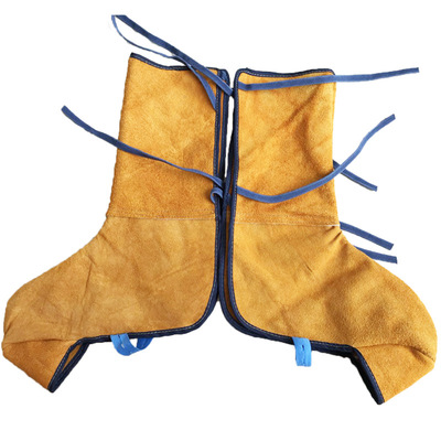 厂家直供 牛皮电焊护脚护腿焊工脚套防护脚盖耐磨隔热电焊皮脚套
