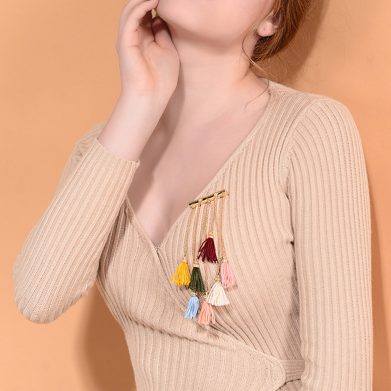 Alloy Fashion Tassel brooch(Photo Color) NHQD5083-Photo Color