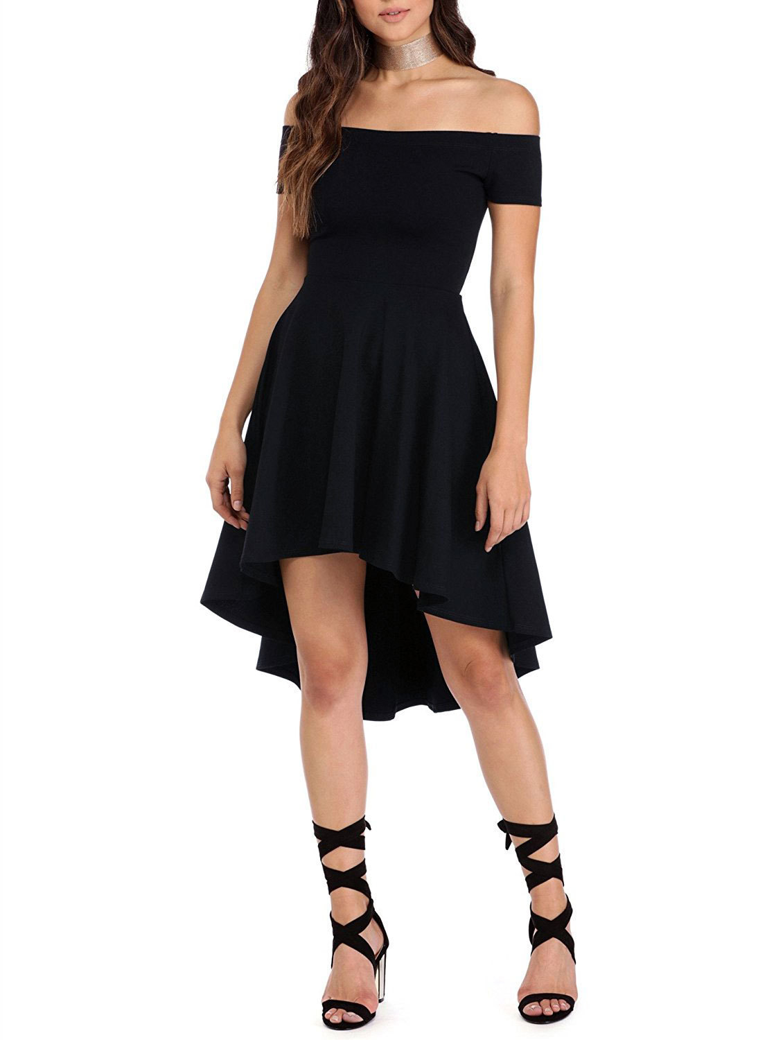 Off Shoulder Irregular Hem Dress Short Sleeve Flared Skirt Summer Style Perfect for Parties and Events Wholesale
