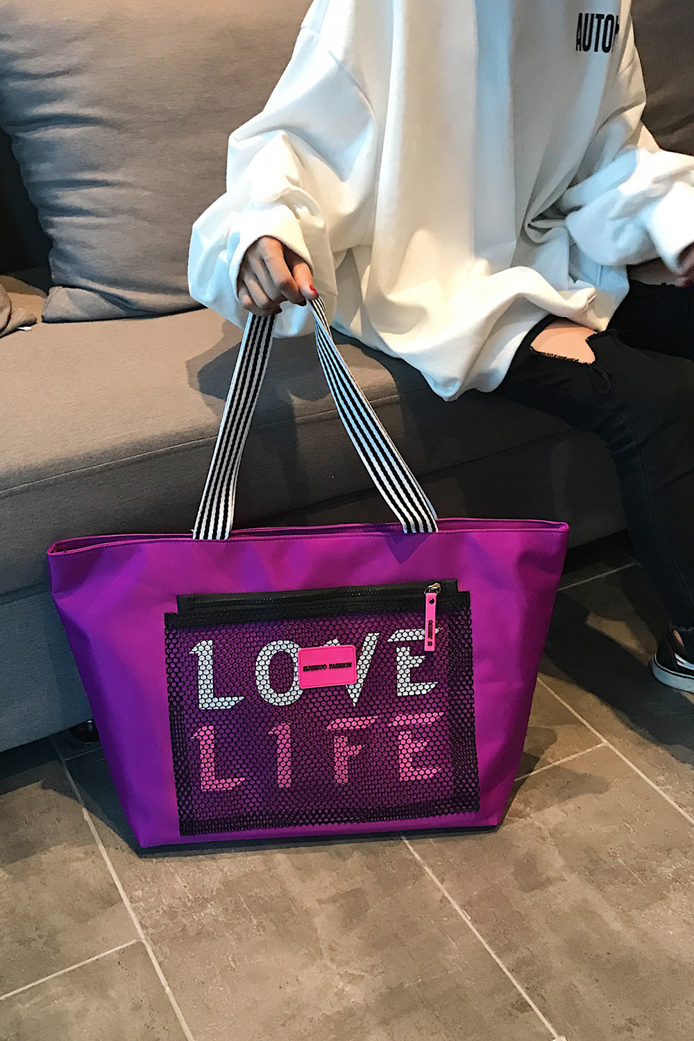 Autumn New Korean Super Large Capacity Women's Bag Waterproof Trendy Leisure Travel Bag Women's Wet and Dry Separation_voghion.com