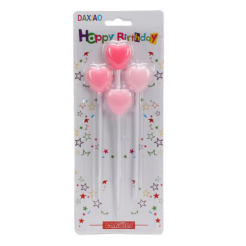 Valentine's Day Birthday Cake Decoration Candles 4 Gradient Color Love Pentagram Party Baking Candles Wholesale