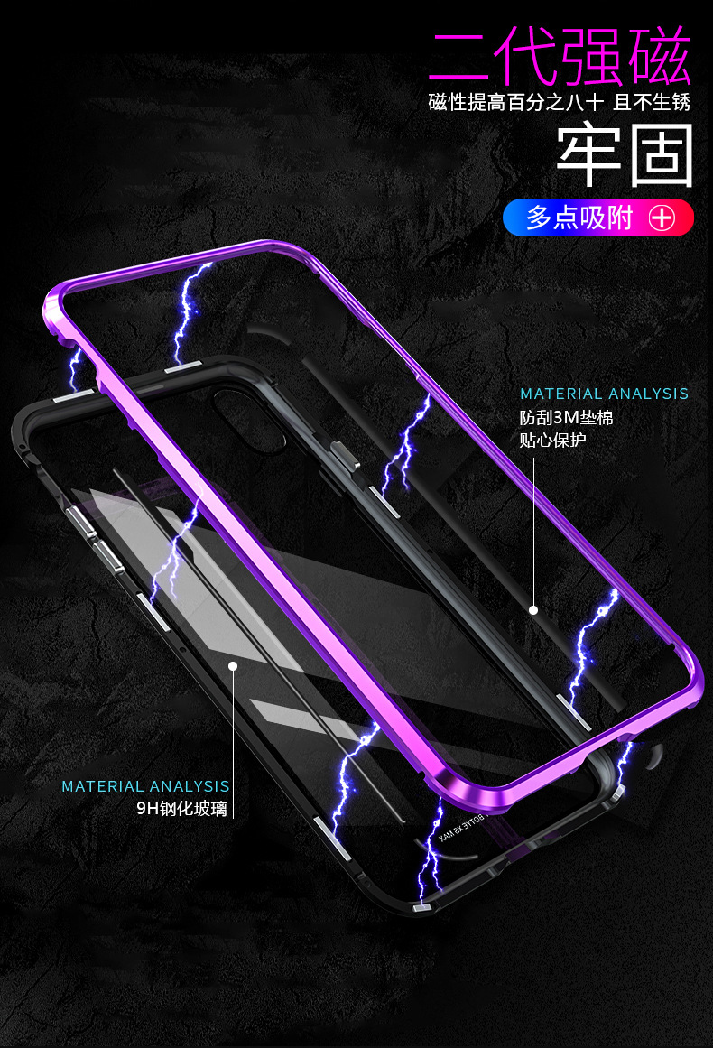 GINMIC Magneto Sword Magnetic Absorption Aluminum Metal Bumper Tempered Glass Back Cover Case for Apple iPhone XS & iPhone XS Max & iPhone XR