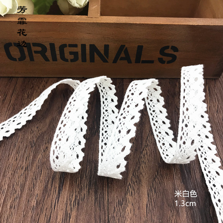 厂家直销1.3厘米半漂色棉线花边服装家纺饰品工艺品等适用diy辅料