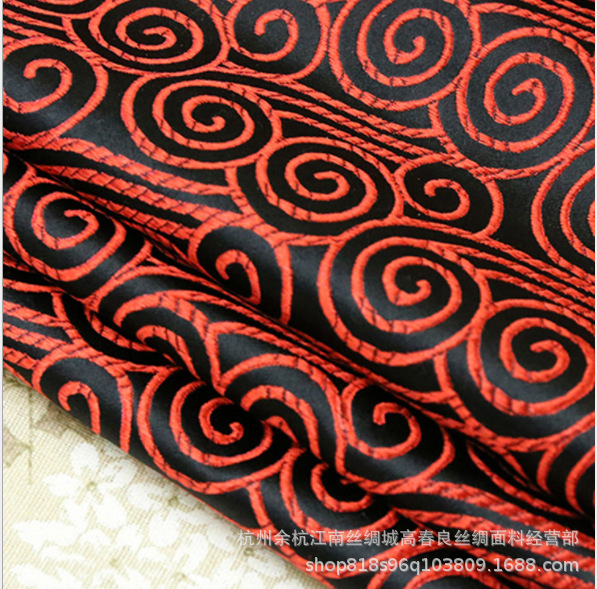 75面料仿三五真丝祥云图案织锦缎面料仿古汉服旗袍布料绸缎丝绸布