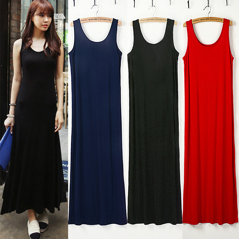 Fat MM spring and summer Women loose modal dress dress bottoming vest skirt oversize beach skirt a generation of hair