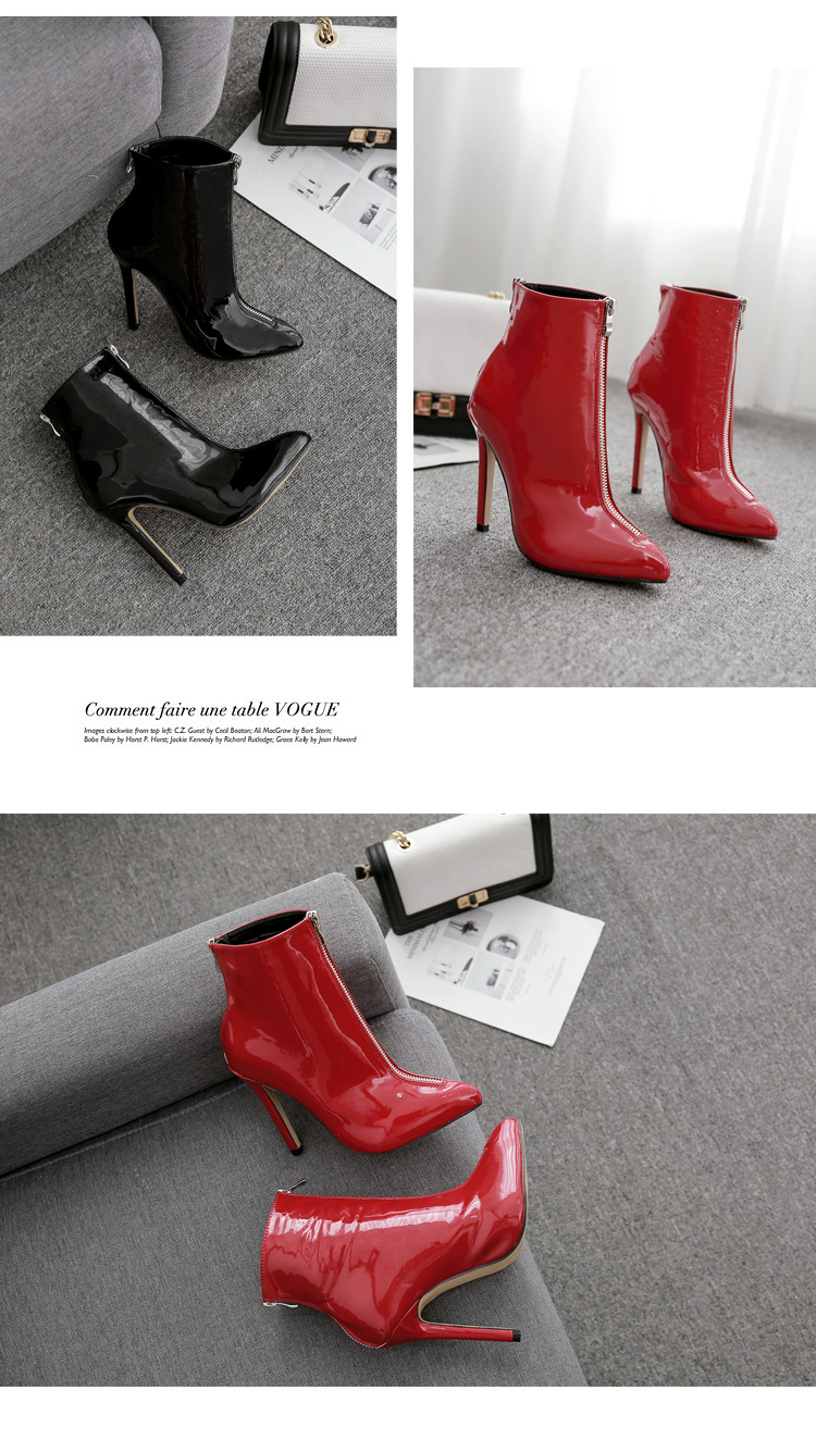 Patent Leather 11 5cm Stiletto High Heel Booties Pointed Sexy Womens Ankle Martin Boots Red Black Winter Party Shoes Mn166 3 Shoes Online Combat Boots