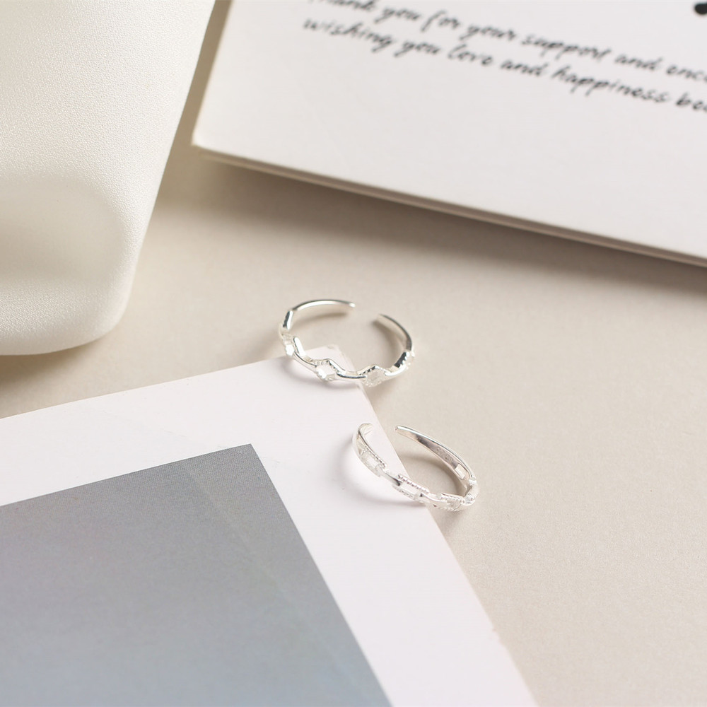 Korean minimalist geometric shape plain silver open S925 sterling silver finger ring