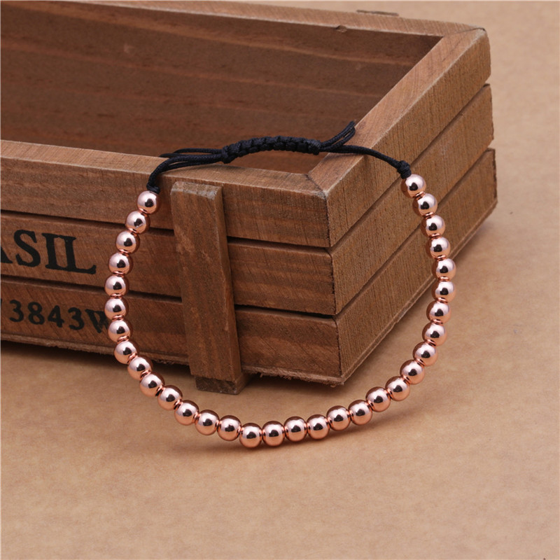 New Silver Bead Woven Bracelet 4mm Copper Bead Woven Bracelet display picture 5