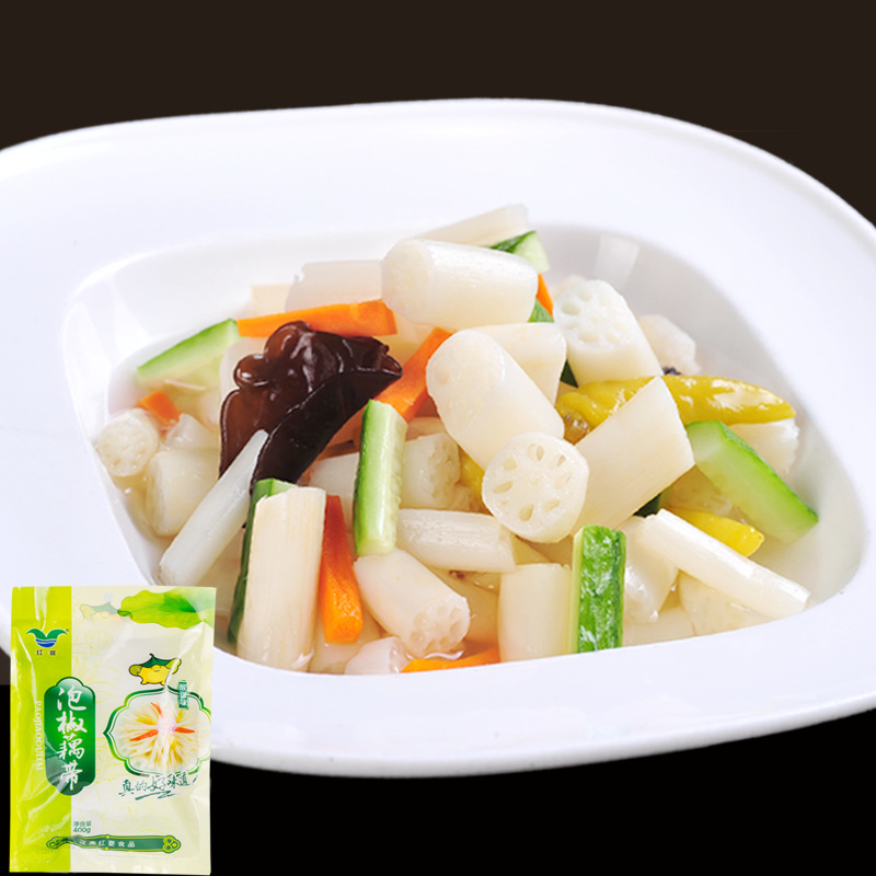 泡藕带源自洞庭味野生无污染甜酸味精品泡菜厂家直供400克6袋起批|ms