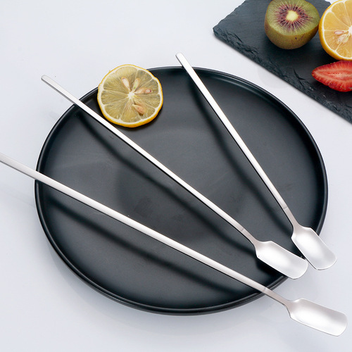 Stainless steel spoon plus long handle spoon small smoothie spoon coffee dessert stirring spoon small soup spoon spoon