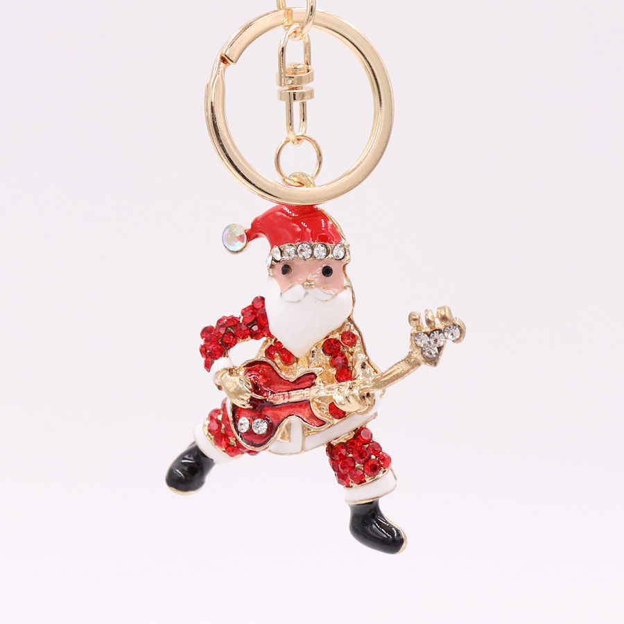 Nuevo regalo caliente aleación diamante gota aceite Navidad serie Santa Claus llavero colgante adornos regalo