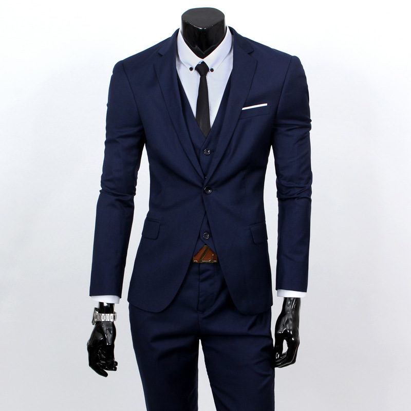 Suit suit men's three piece business suit professional suit slim groom wedding dress 5001