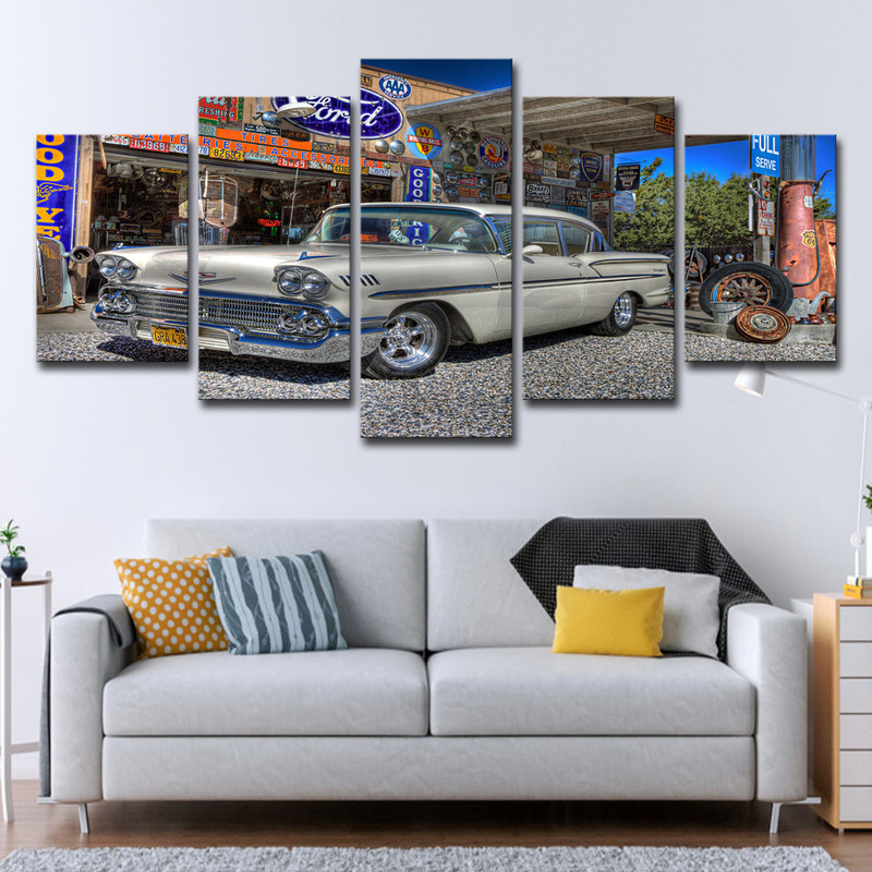 Cross Border Cross Border Aliexpress5 Frame Panel Chevrolet Retro Car Living Room Wall Art Deco Modern