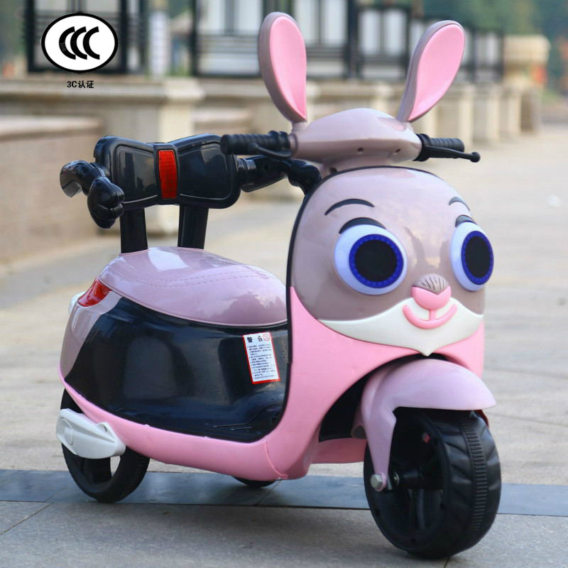 儿童电动摩托车朱迪兔子宝宝三轮车男孩女童车玩具车一件代发遥控