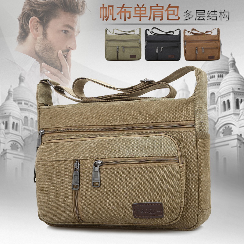 New men's canvas shoulder messenger bag...