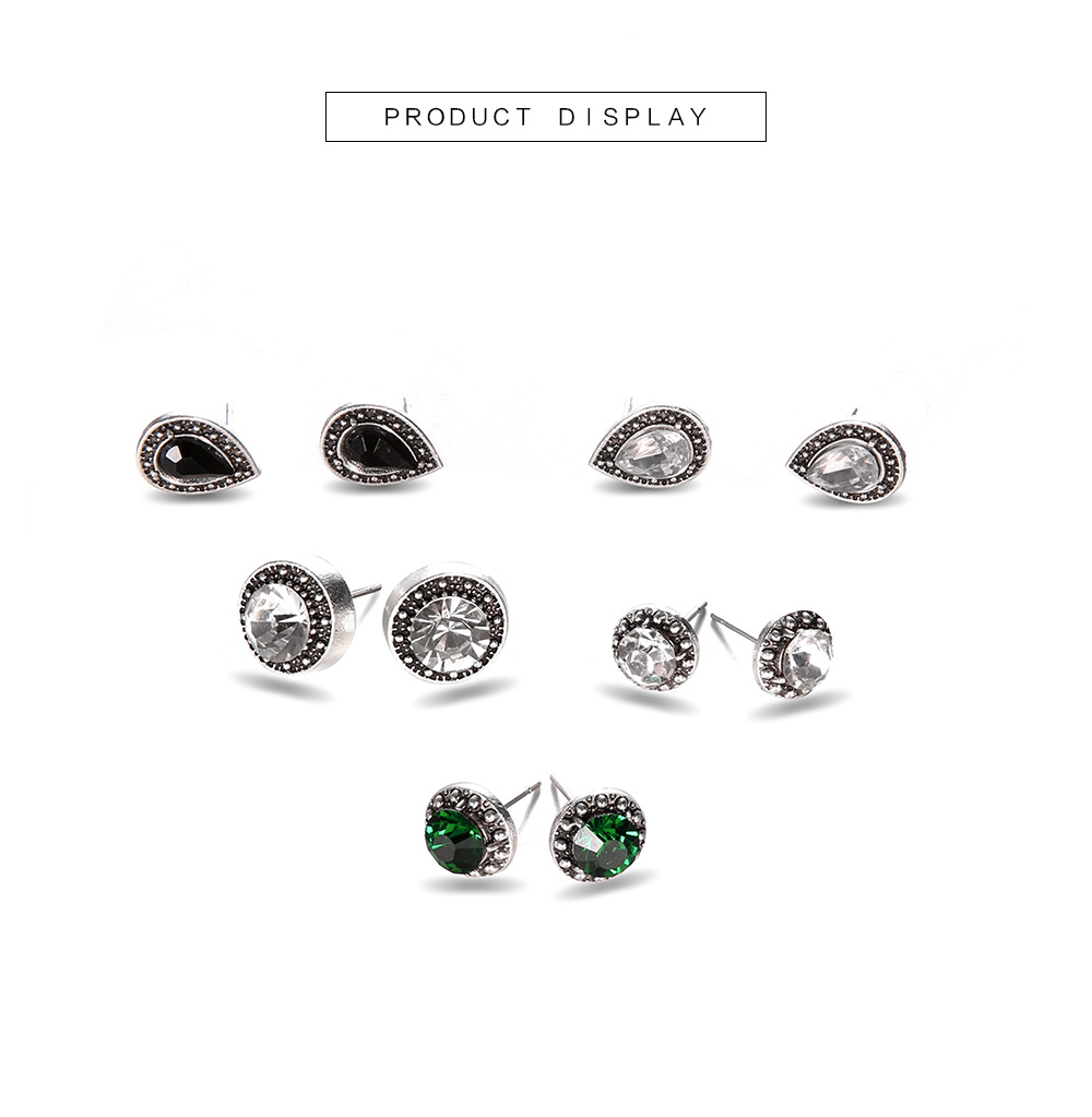 bohemian style gemstone crystal earrings set 5 pairspicture6