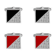 Amazon Europe & US Simple & Creative Geometric Triangle Diamond-Inlaid Half-Drop Oil Design Student-Style All-Match Cufflink Accessories