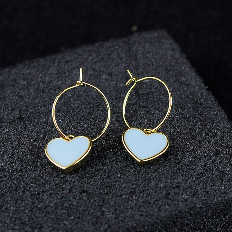 Earrings the republic of korea temperament Simplicity personality Heart-shaped Ear Studs 2017 new pattern Earrings Japan and South Korea Anti allergy Ear jewelry