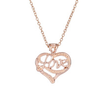 速卖通WISH热卖货源时尚镂空字母LOVE爱心项链 外贸流行饰品批发