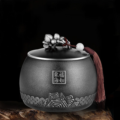 Pure tin Tea pot Large Tin cans customized Tea pot seal up Chu Chaguan business affairs gift wholesale Longevity Good health