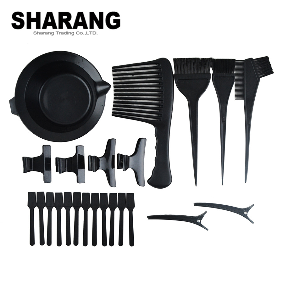 23件套染發套裝 出口歐美原單 理發店 梳子蝴蝶夾 染發碗 攪拌棒