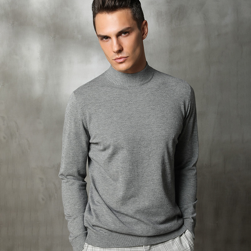 Autumn and winter men's slim-fit solid color half turtleneck sweater men's warm Men's sweater slim Korean style bottoming shirt fashion