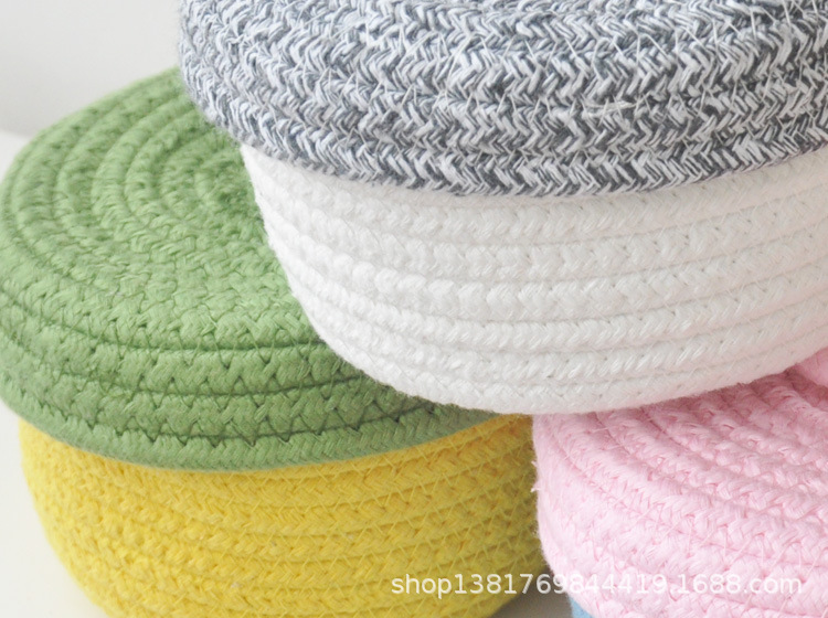 棉线筐 带盖 多彩色