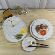 创意白瓷浮雕蕾丝西餐盘欧式宫廷二层三层点心盘甜品蛋糕盘水果盘