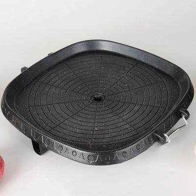 麥飯石家用烤盤商用便攜烤肉板 方形韓式無油煙不粘燒烤盤烤肉盤