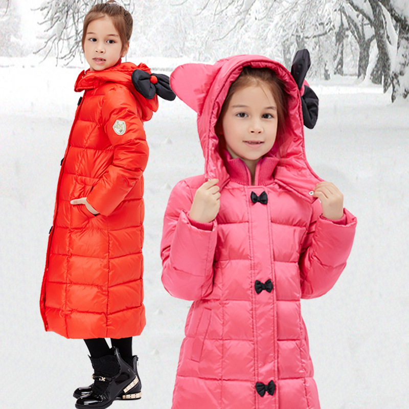 children Down Jackets Manufactor Direct selling 2019 new pattern lovely Ears Hooded girl Down Jackets Overknee have more cash than can be accounted for coat