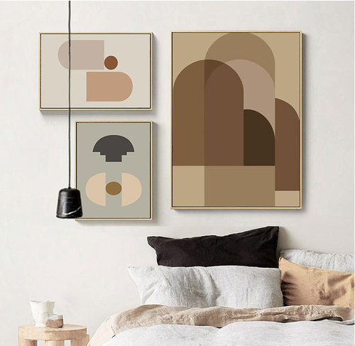 Modern Minimalist Living Room Decor Abstract Geometric Framed Wall Art Nordic Fresh Style Painting for Restaurant