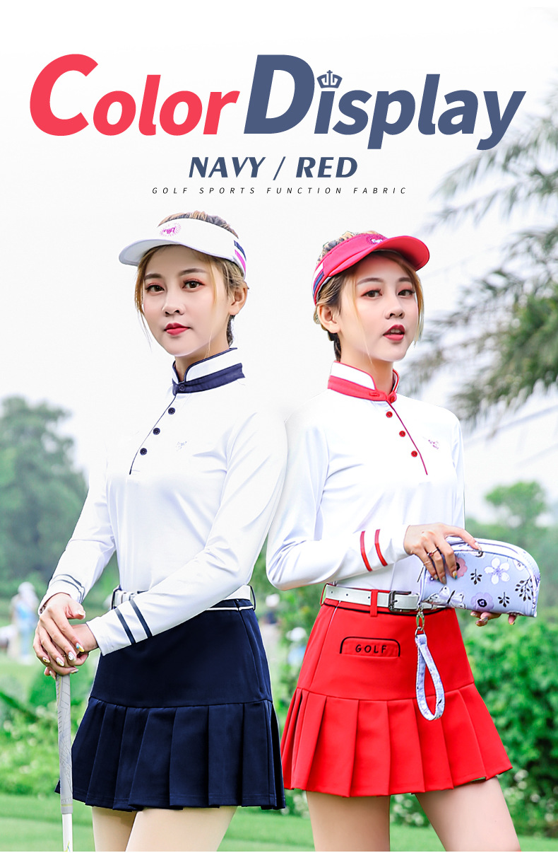 Bộ quần áo golf nữ PGM dài tay mặc trong mùa thu đông — Áo màu xanh hải quân màu trắng YF160, Áo đỏ trắng YF160, YF144 phiên bản dày màu trắng, Áo đỏ trắng YF160 [loại mỏng] chi tiết 27
