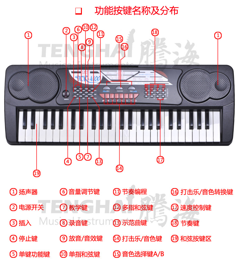 美科 MK4100多功能儿童电子琴 多功能电子琴 49键多功能电子琴详情图2