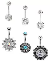 Set stainless steel, short zirconium, physiological belly button piercing, Amazon