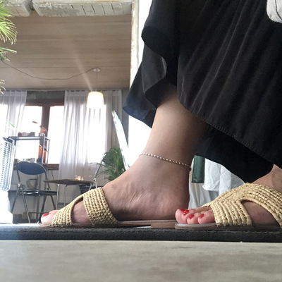 潮福猫 韩国韩版S925纯银橄榄链脚链粗款脚饰个性银饰品