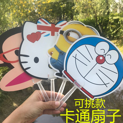 夏天卡通扇子 海绵宝宝龙猫造形儿童幼儿园手摇扇子 塑料扇子奖品