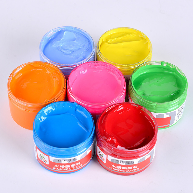 青竹水粉颜料100ML专业级灰初学考试美术绘画颜料罐装|ms