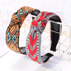 Eurasian cross-border factory fashion hair accessories Amazon ethnic Korean-style embroidered sweet women's hair tie with knot in the middle