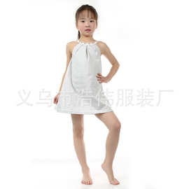 夏季新品 欧美风格中小童连衣裙 女孩浅灰麻布裙子 女童裙批发